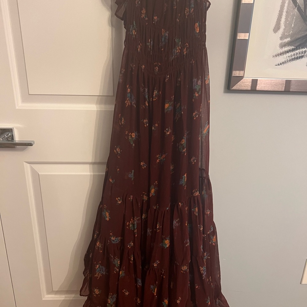 Free People new, tags removed Cloud Nine Floral Cottage Maxi Dress Berry Combo